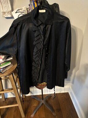 Krista Larson Black Cotton Silk Weekender Shirt